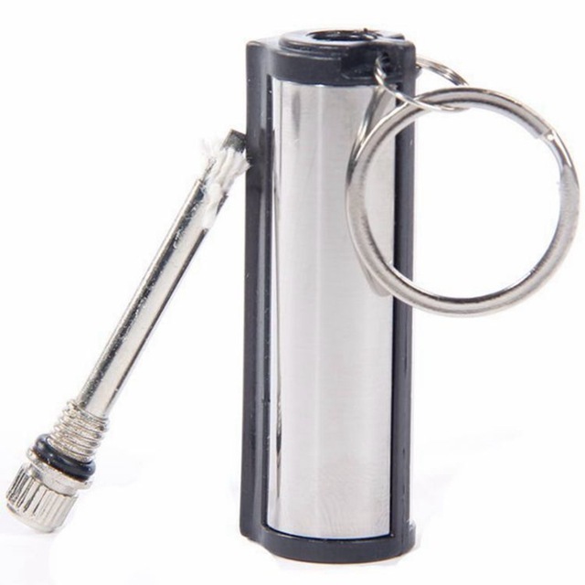 Instant Survival Tool Safety With Key Chain Silver flint fire starter match lighter