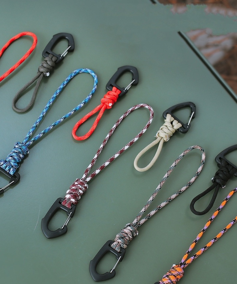 Paracord Keychain Lanyard Rotatable Buckle Knife Rope Parachute Cord Outdoor Survival Backpack Key Ring Neck Hanging Rope Tool