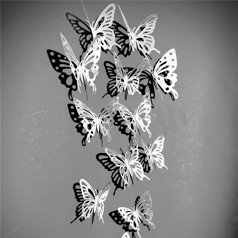 Hollow 3D butterfly Sticker party wedding home decoration butterfly wall sticker Art Decals