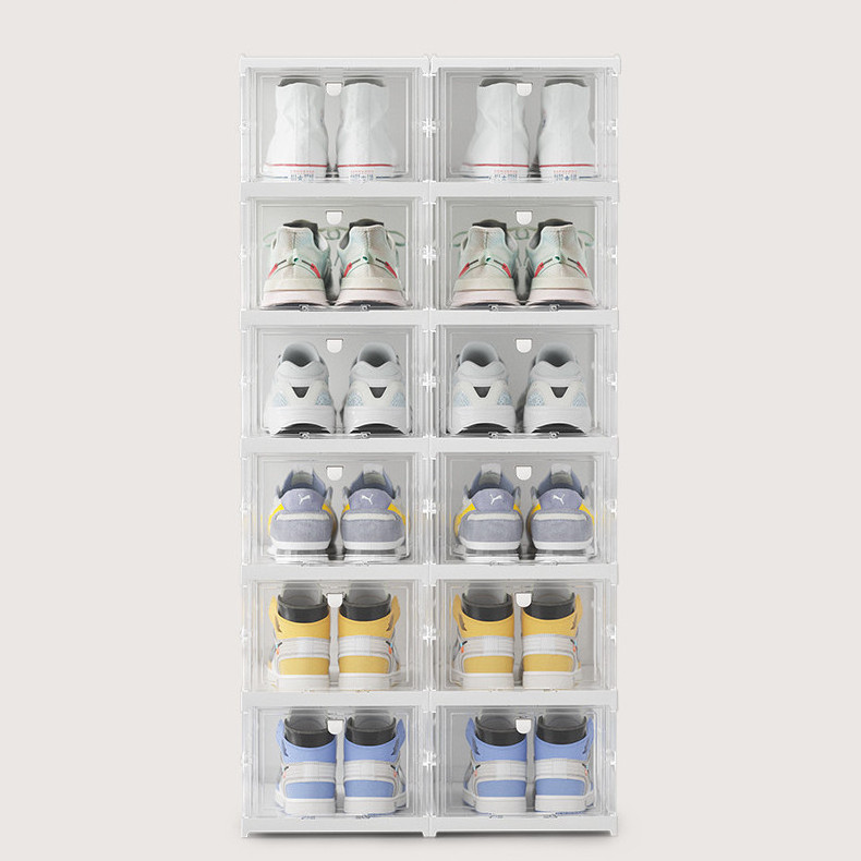 New Installation-free folding shoe storage box household simple combination shoe cabinet plastic dustproof transparent shoe box