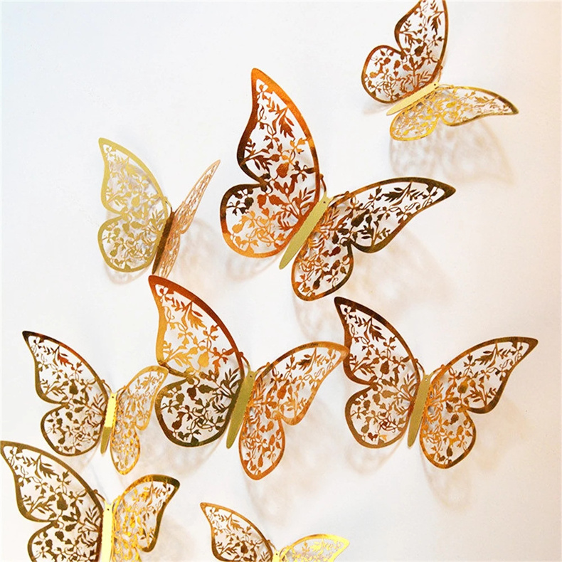 12Pcs 3D Hollow Butterfly Wall Sticker DIY Home Decoration Wall Stickers wedding Party Wedding Decors Butterfly Kids Room Decors