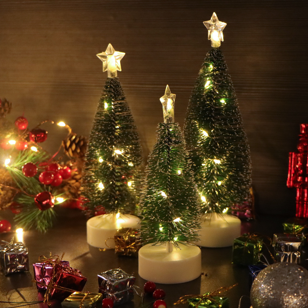 Creative handmade table top decoration Christmas tree candle light electronic candles with Christmas tree lights