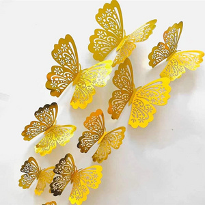 Hollow 3D butterfly Sticker party wedding home decoration butterfly wall sticker Art Decals