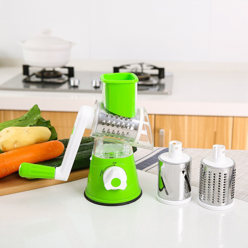 Multifunctional drum three-knife shredder slicer household vegetable cutter kitchen potato grater