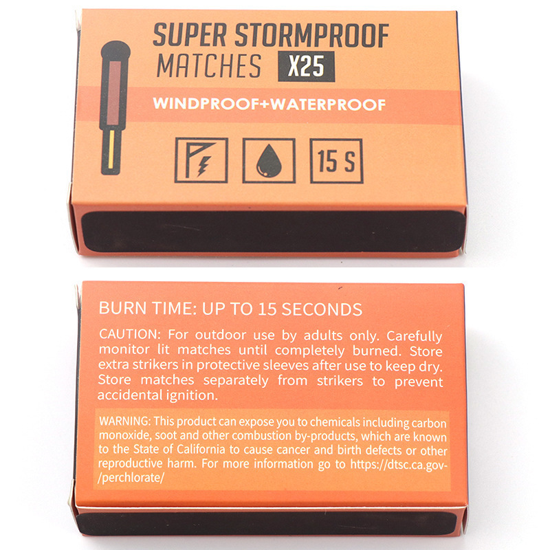 Outdoor emergency waterproof and windproof matches