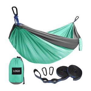 Wholesale nylon outdoor supplies outdoor single and double color matching portable camping swing hammock