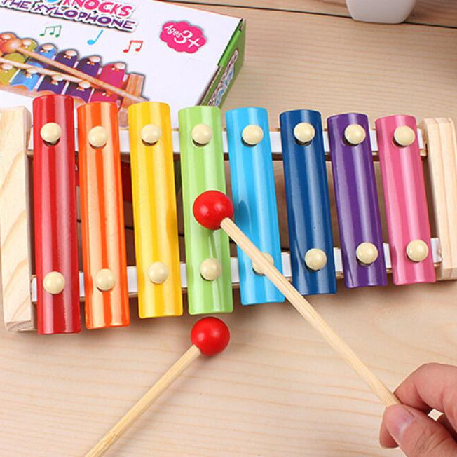 8 tones musical instrument toy kids wooden xylophone toy knock harp toy