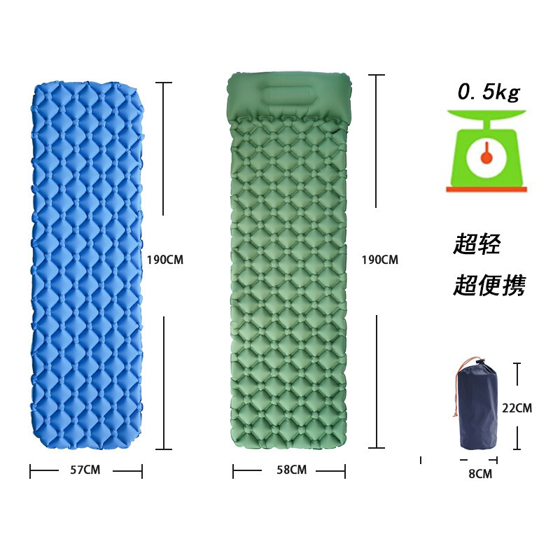 Inflatable Cushion Fast Filling Moisture proof Water proof Camping Sleeping Mat Outdoor Camping Pad With Pillow Air Mattress