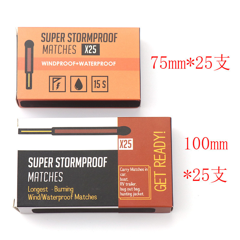 Outdoor emergency waterproof and windproof matches