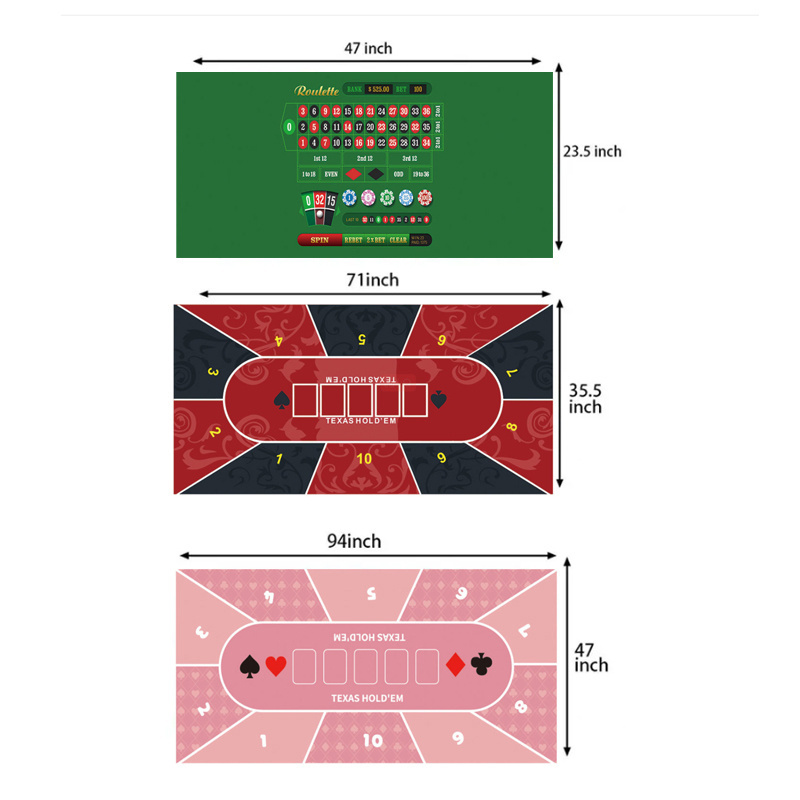 Custom Casino Poker Table Rubber Foam Poker Table Top Layout Texas Hold'em Poker Mat