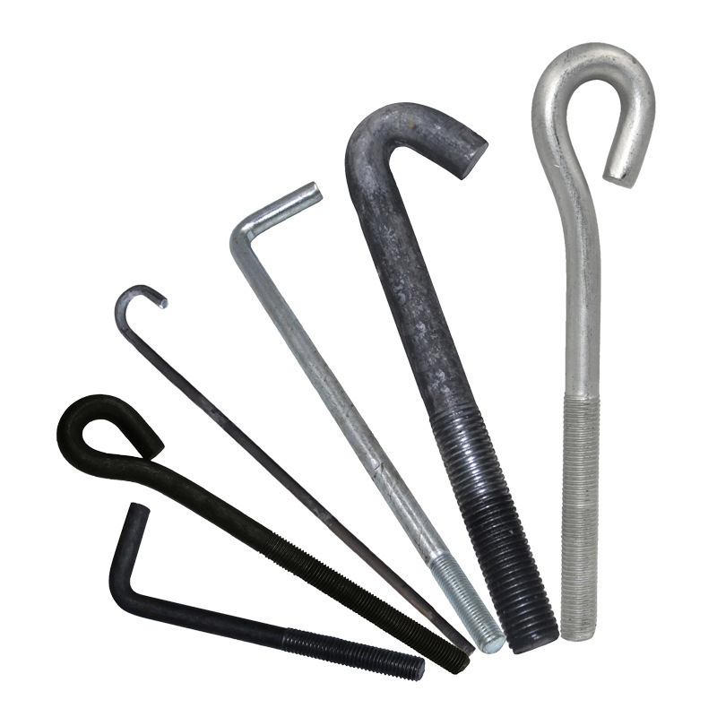 Custom Steel Galvanized Right Angle Hook J Shaped L Foundation Anchor Bolts