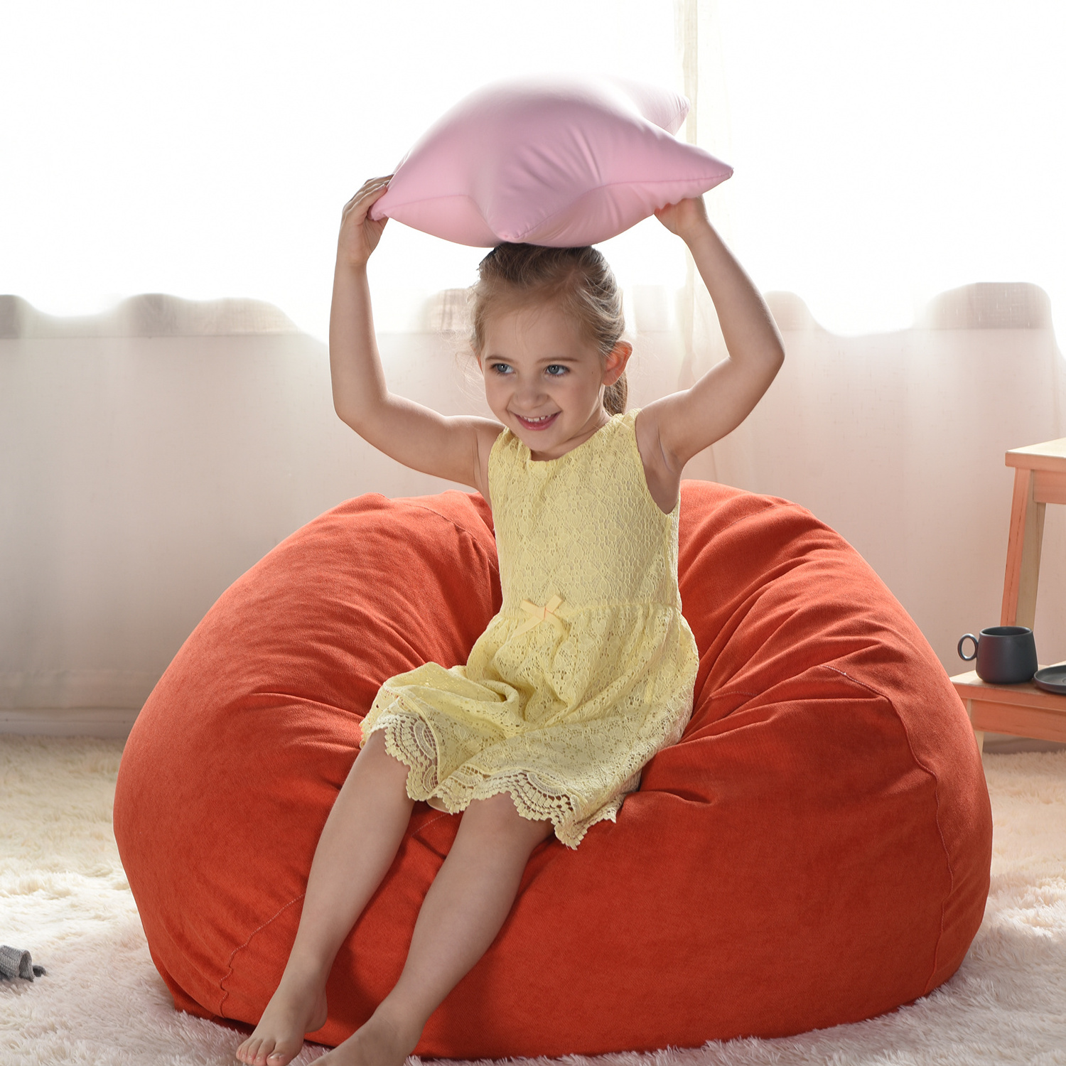 YJ Stuffed Animals Bean Bag Chair Cover Candy-Colored Bean Bag, Baby Bean Bag for Organizing Kid's Room