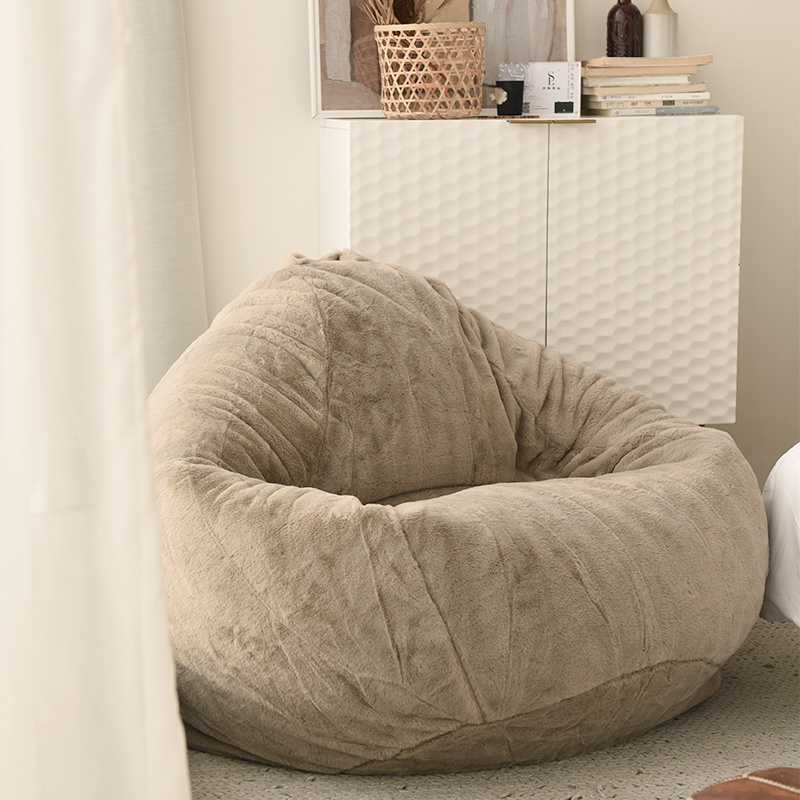 Luxury Living Room Bedroom Comfortable Faux Fur Beanbag Sofa Unfilled Cozy Bean Bag Chair Cover Modern Rest Sofa copridivano XL