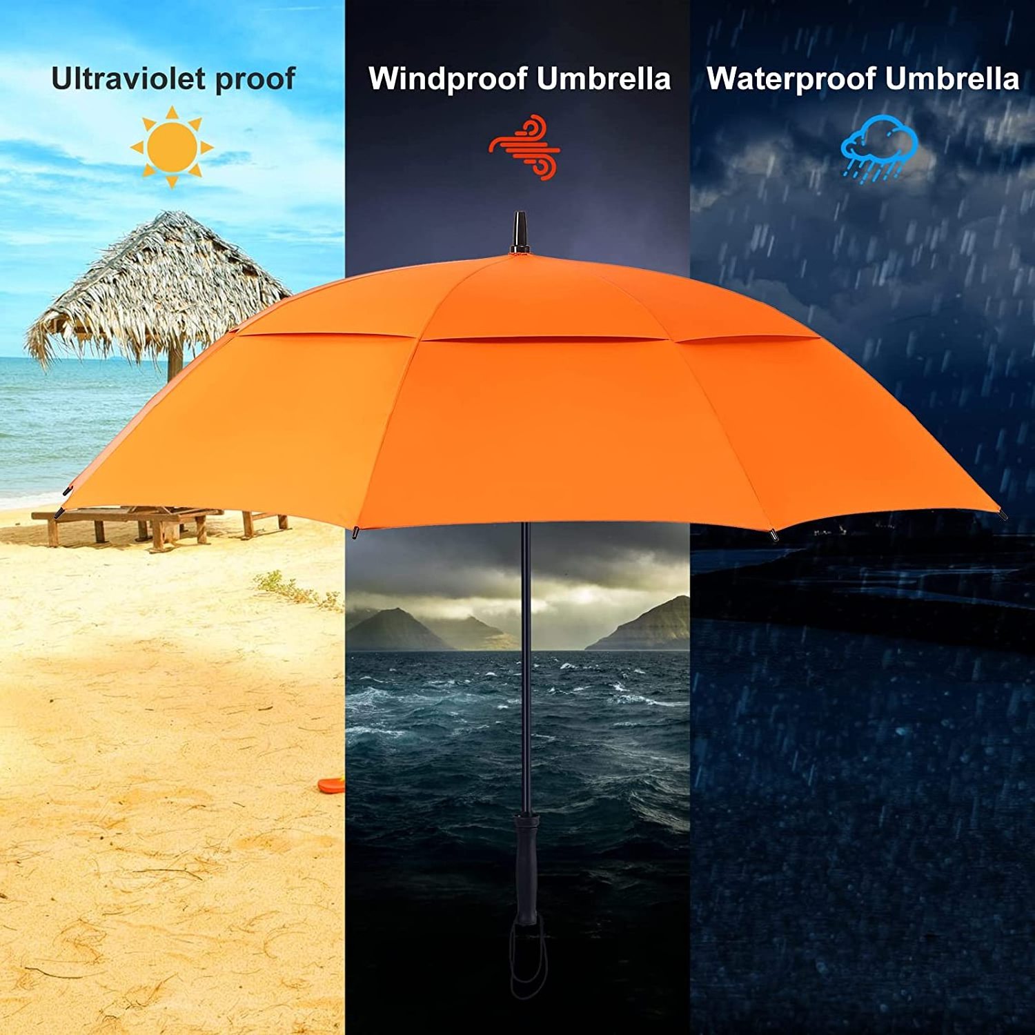 Wind Resistant Protection Manual Open And Strong Windproof Golf Sports Umbrella