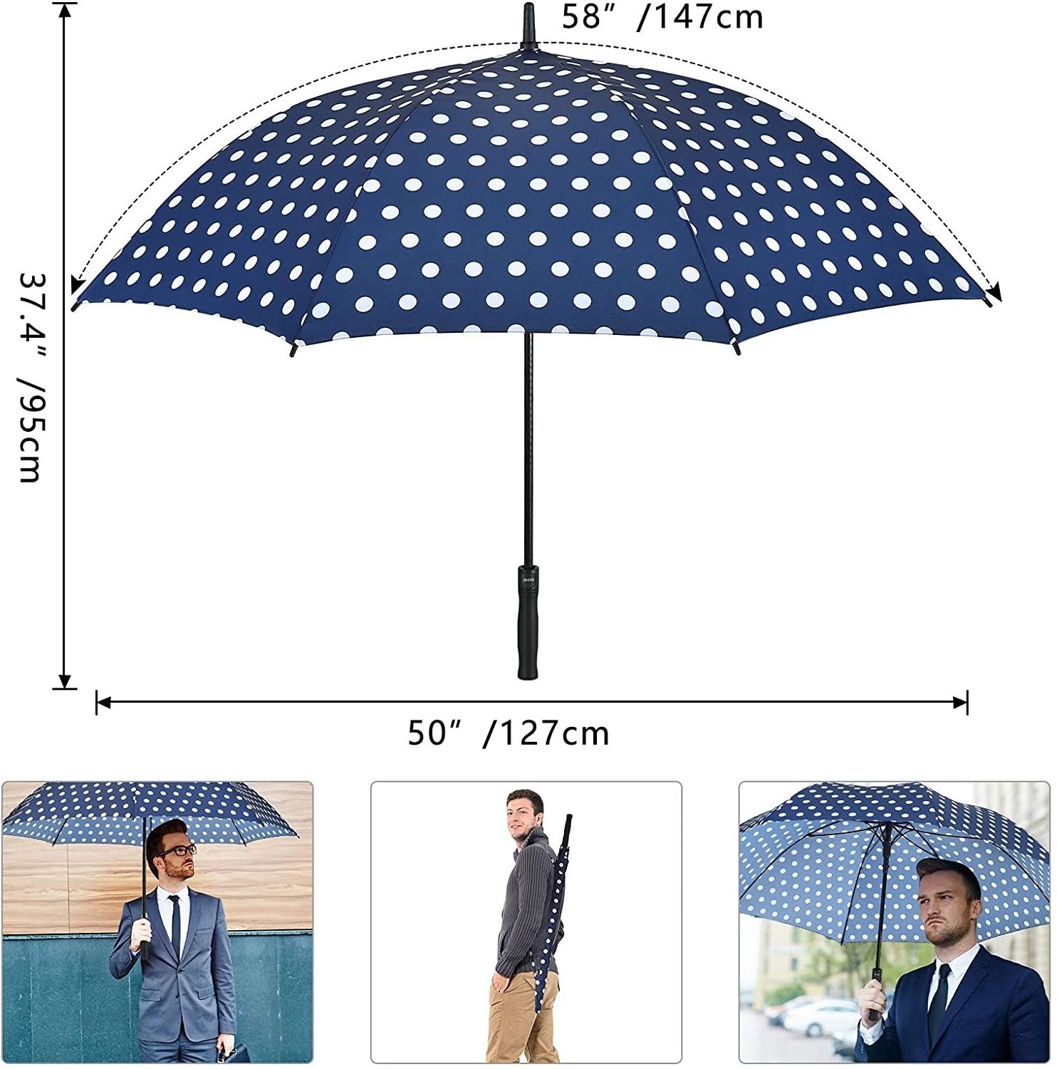 Golf Umbrella 68/62/58 Inch Large Oversize Double Canopy Vented Automatic Open Stick Umbrellas for Men and Women