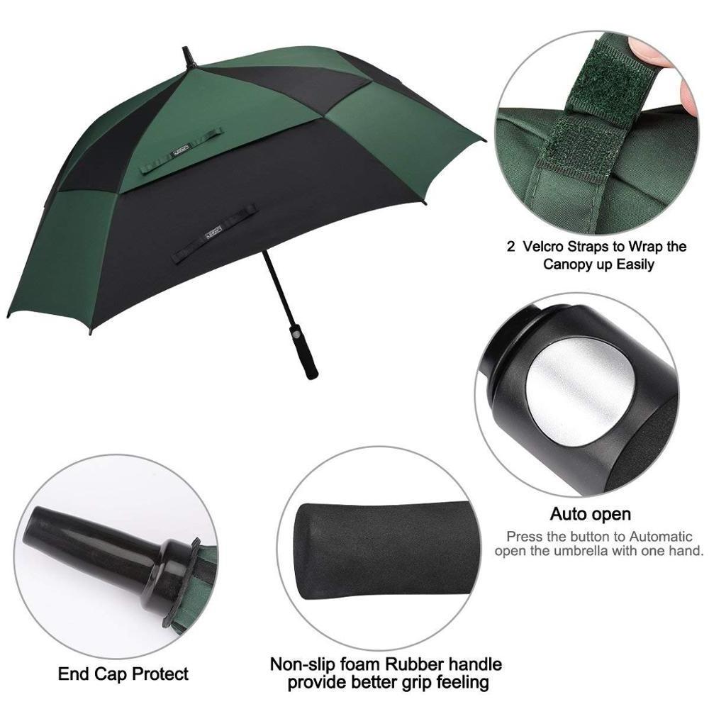 Extra Large Double Canopy Vented Square Golf Umbrella Windproof Automatic Open 62 Inch Oversize Stick Umbrella for Men