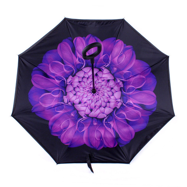 2018 new design 23inch 8k upside down reverse umbrella with c handle