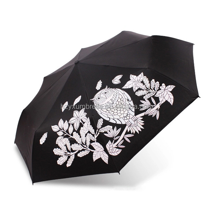 Hot sale folding color changing umbrella magic owl umbrella