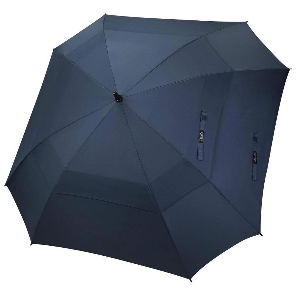 Extra Large Golf Umbrella Double Canopy Vented Square Umbrella Windproof Automatic Open 62 Inch Oversize Stick Umbrella for Men