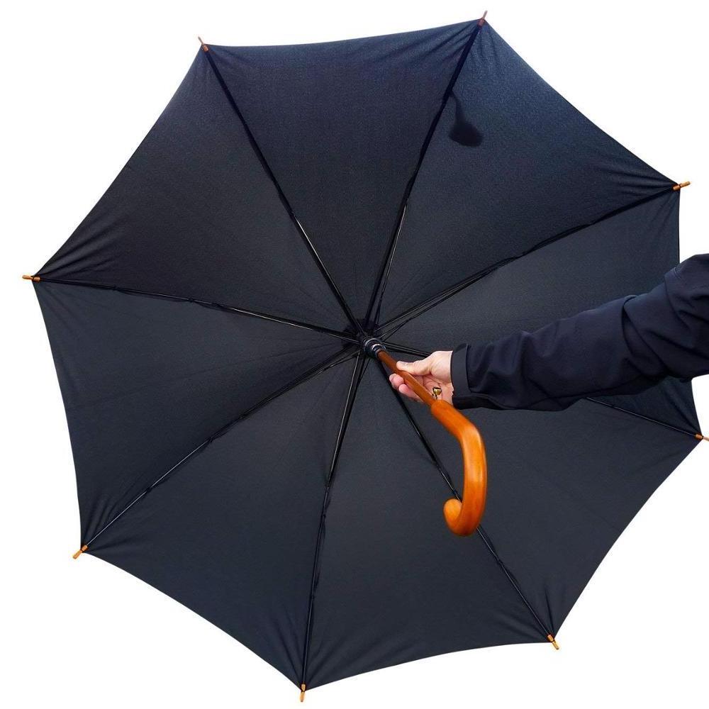 Large Walking Stick Cane Umbrella With Wooden Handle  Waterpro Auto Open, Compact, Outdoor, Travel & Business Umbrellas