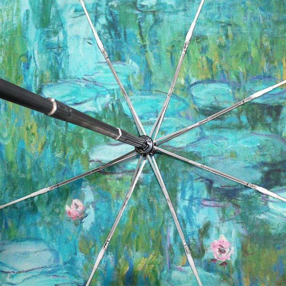 Monet Painting Windproof Umbrellas Auto Open Close 3 Folding Golf Strong Durable Compact Travel Umbrella Uv Protection Portable