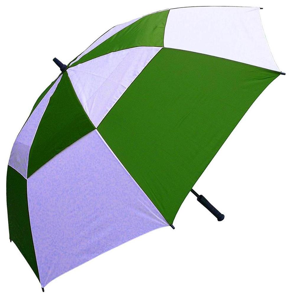 Windproof Green/White Umbrella,Vented Green and White Golf Umbrella