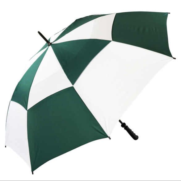 Windproof Green/White Umbrella,Vented Green and White Golf Umbrella