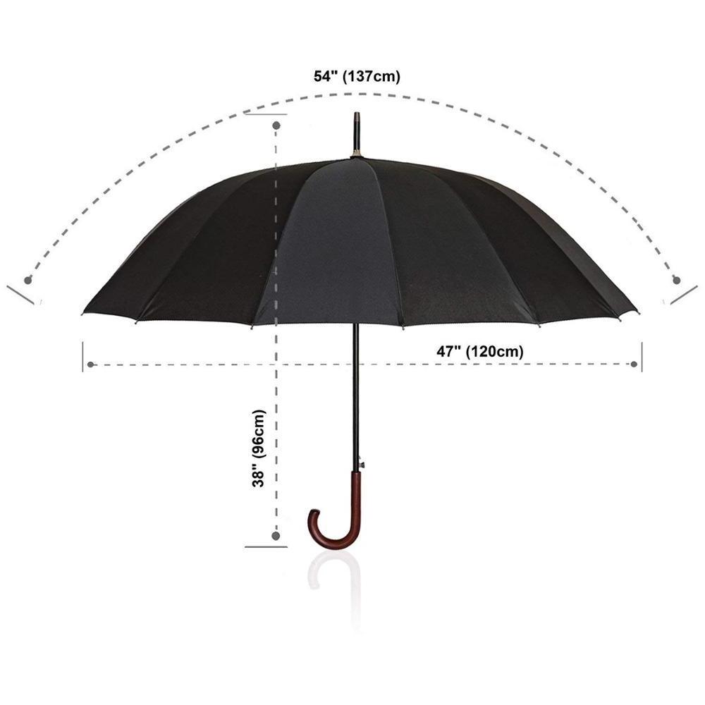 Windproof Umbrella Royal Walk - Black Large 54 Inches Automatic Open Umbrella Oversized for 2 Persons