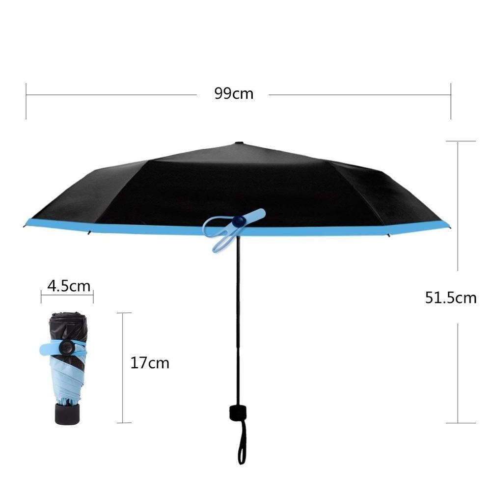 Sun Protection Umbrella Mini Travel Anti-UV Parasol UPF 50+. 6.7'' Length 5 Folding Compact Pocket Umbrella.