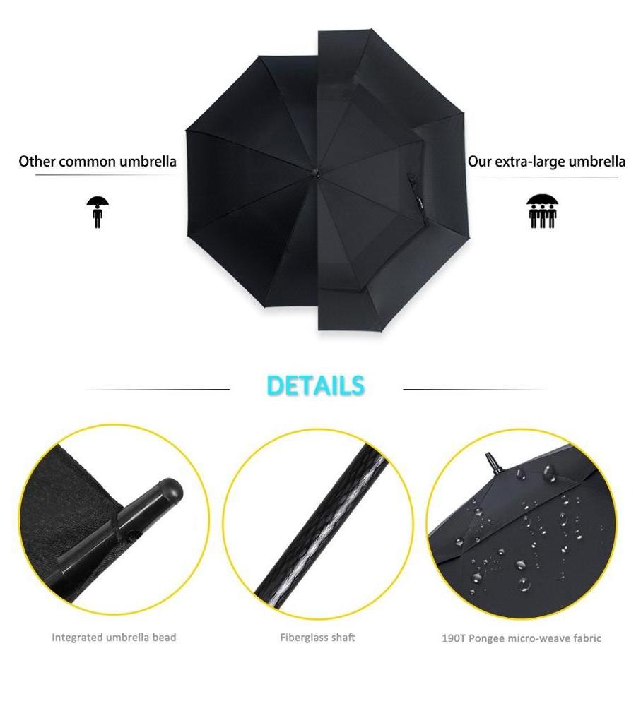 68 Inch - Large Rain Umbrella Oversize Windproof Umbrella Double Canopy for Men