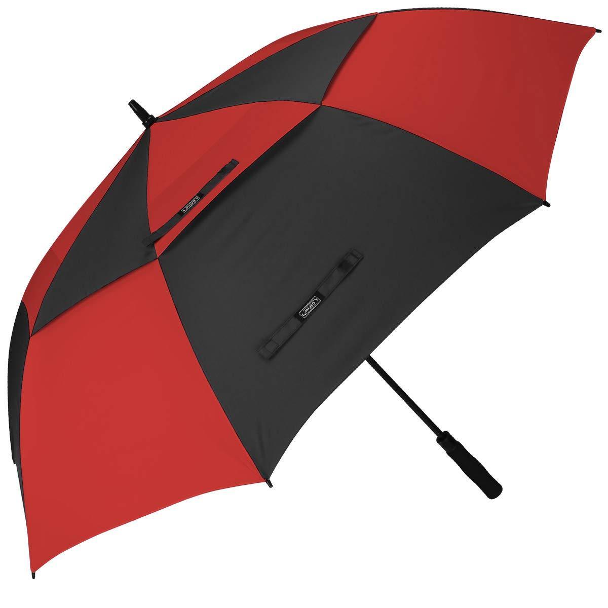 Promotional Auto Open Double Layer Large Black Straight Custom Windproof Golf Umbrella