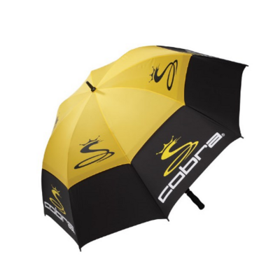 YELLOW  DOUBLE BLACK CANOPY GOLF UMBRELLA 68" ULTRA LARGE