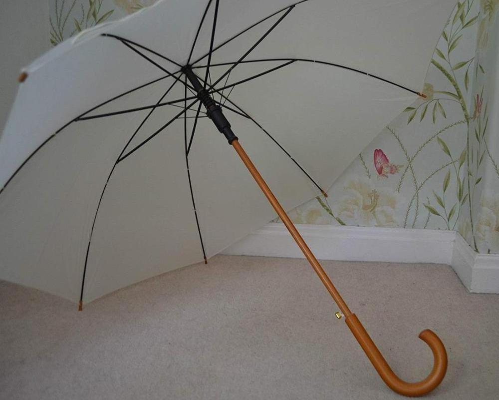 Large Ivory Cream Woodstick Wedding Umbrella / Golf Races Parasol