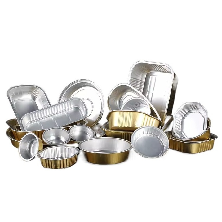 Black Gold Series Aluminum Foil Plate For Baking/food 50ml-5000ml Aluminum Foil Container Mould With Plastic Lids 2025