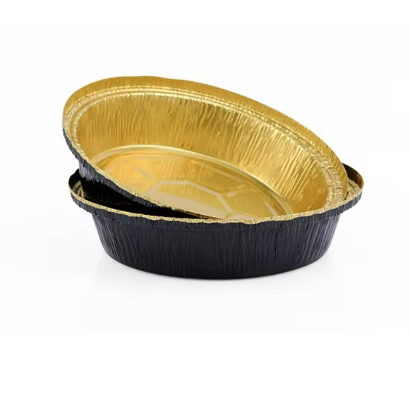 Black Gold Series Aluminum Foil Plate For Baking/food 50ml-5000ml Aluminum Foil Container Mould With Plastic Lids 2025