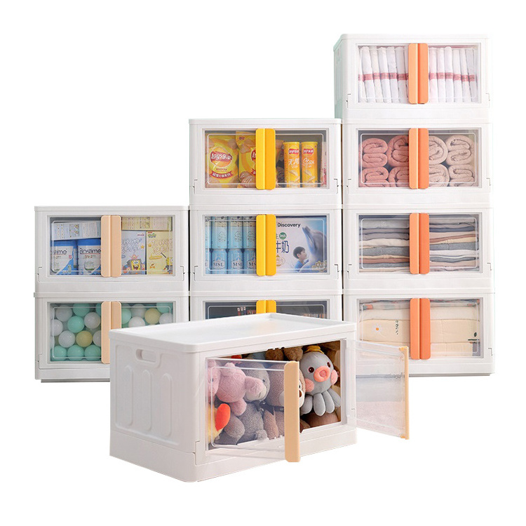 Portable Stackable Collapsible Toy Foldable Plastic Storage Boxes Bins Containers Living Room closet Organizer For Clothes