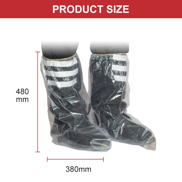 Waterproof Clear One Off PE Plastic Rain Boots With Elastics Cuff