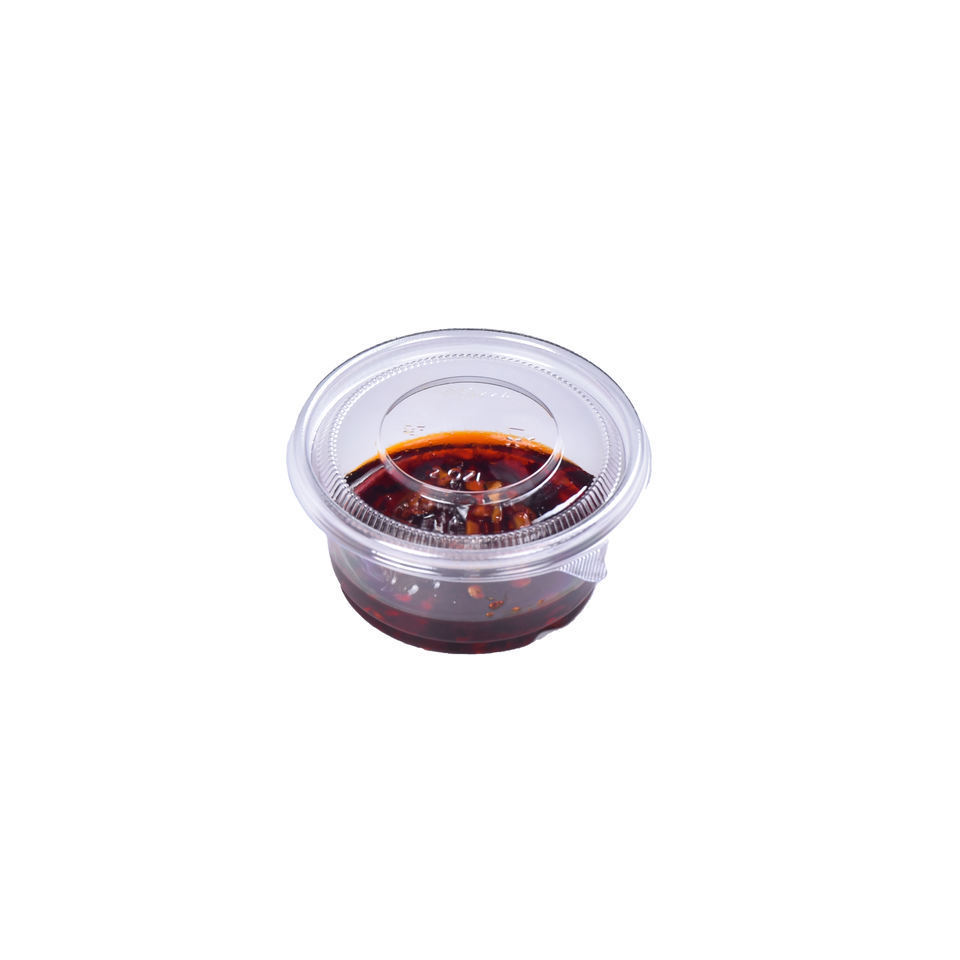 30ml 1/2/3/4 Oz Hinged Small Mini Clear Plastic Condiment Seasoning Sauce Cup With Lid Dipping Sauce Container