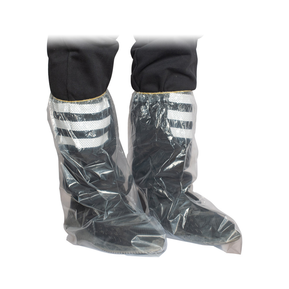 Waterproof Clear One Off PE Plastic Rain Boots With Elastics Cuff