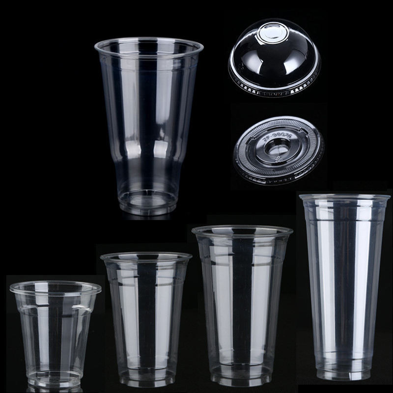 High-grade custom print logo plastic PET cup bubble tea coffee cup smoothie juice cold drinks plastic cup with lid