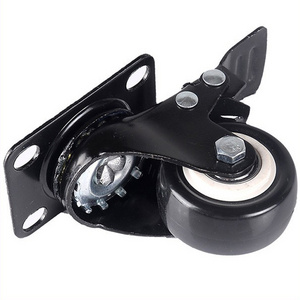 Rts 1.5inch 40mm M10 Stem Small Swivel Ball Bearing Pu/pvc Lockable Metal Caster Wheels With Brake