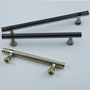 Low cost black knurling Gold Knurled Brass Kitchen Handles Drawer Pull Furniture Door Hardware Wardrobe Dresser Handle