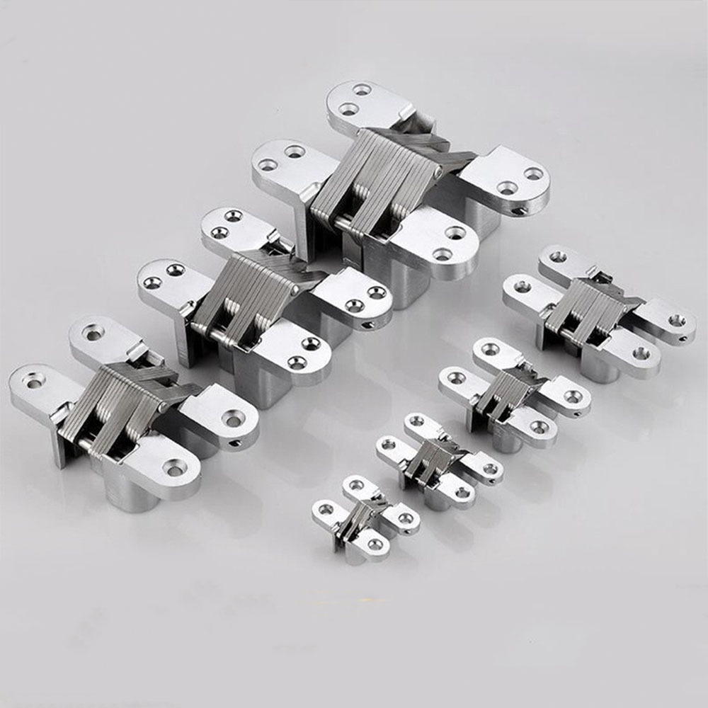 180 Degree Concealed Hinge Zinc Alloy Invisible Cross Hinge Heavy Duty 3d Adjustable Hidden Door Hinge