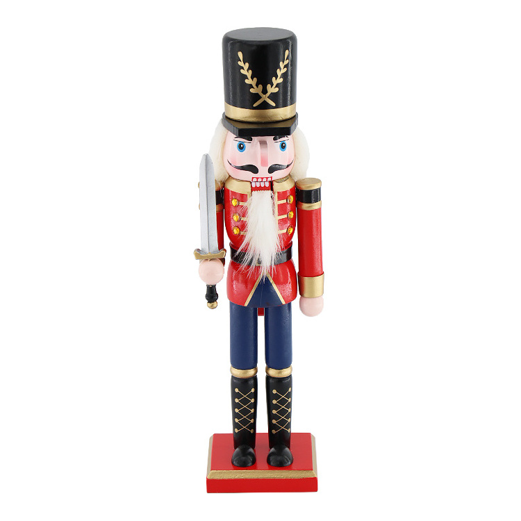 Wholesale 30cm Wooden Nutcracker King The Royal Guard Of Honour Red Black White Christmas Tabletop Ornament Festive Decoration