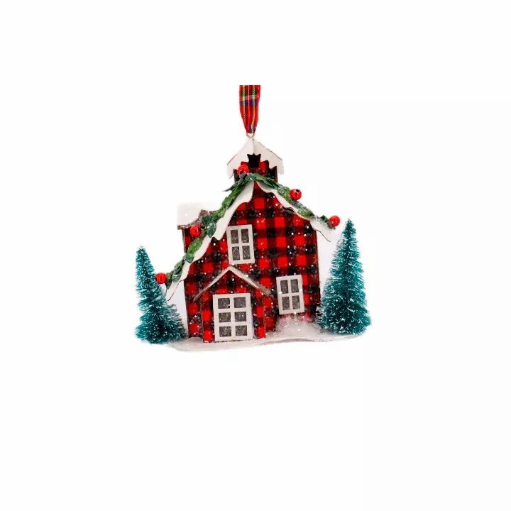 Paper Christmas Village House Decoration Light Christmas Scene Country House LED Xmas Desktop Ornament Holiday Home Decor