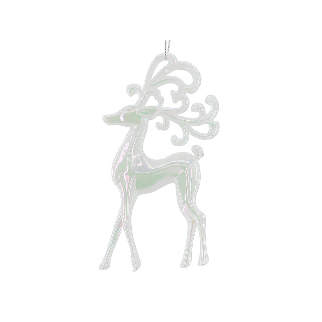 Factory Wholesale Clear Mini Christmas Deer Animal Transparent Acrylic Christmas Figurine Reindeer Hanging Ornament