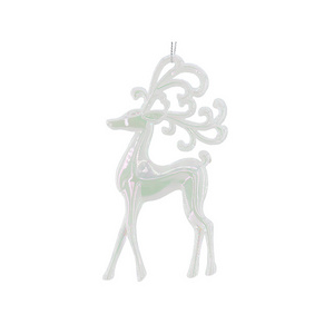 Factory Wholesale Clear Mini Christmas Deer Animal Transparent Acrylic Christmas Figurine Reindeer Hanging Ornament