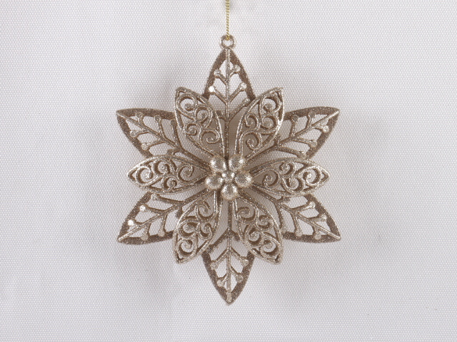 Sparkly Gold Glitter Snowflake Ornaments Xmas Tree Hanging Christmas Home Garden Decorations