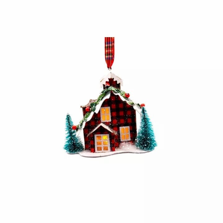 Paper Christmas Village House Decoration Light Christmas Scene Country House LED Xmas Desktop Ornament Holiday Home Decor