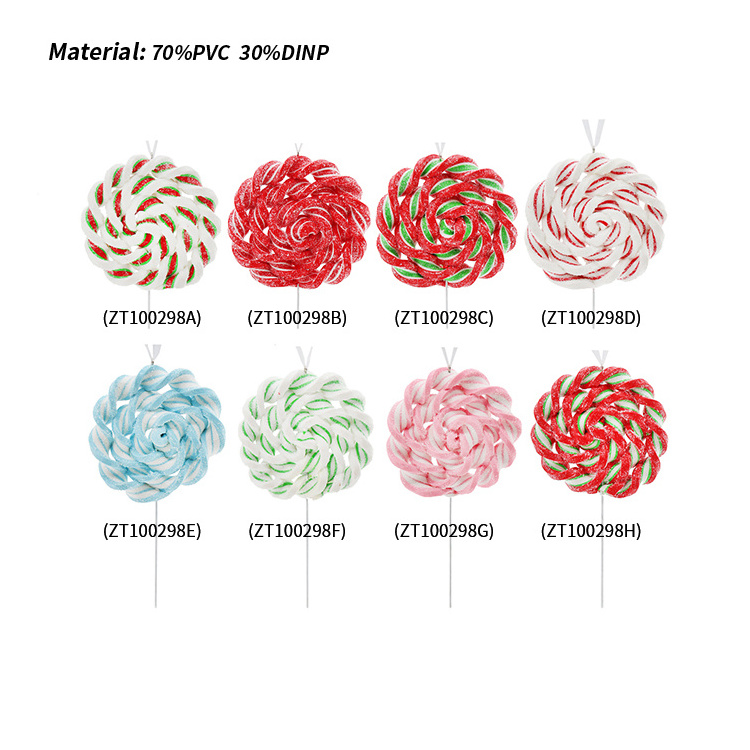 Best Price PVC Glitter Bread Soil Spin The Pinwheel Lollipop Pendant Ornament Christmas Candy Style Hanging Decorations